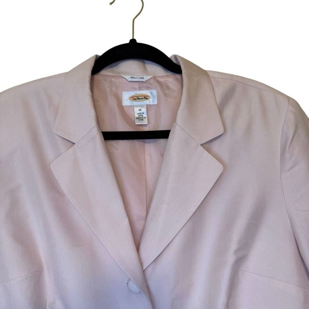 Vintage Talbots Classic Shell Pink Silk Three Button Blazer Size 14 - Picture 3 of 12